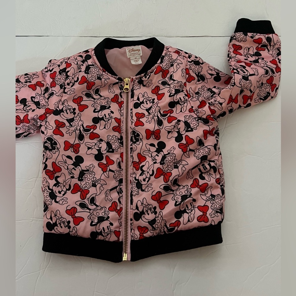 Disney TuTu Couture Girls Toddler Size 3T Bomber Jacket, Pink, Minnie Mouse